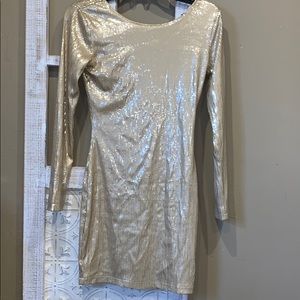 Gold sequence party mini dress